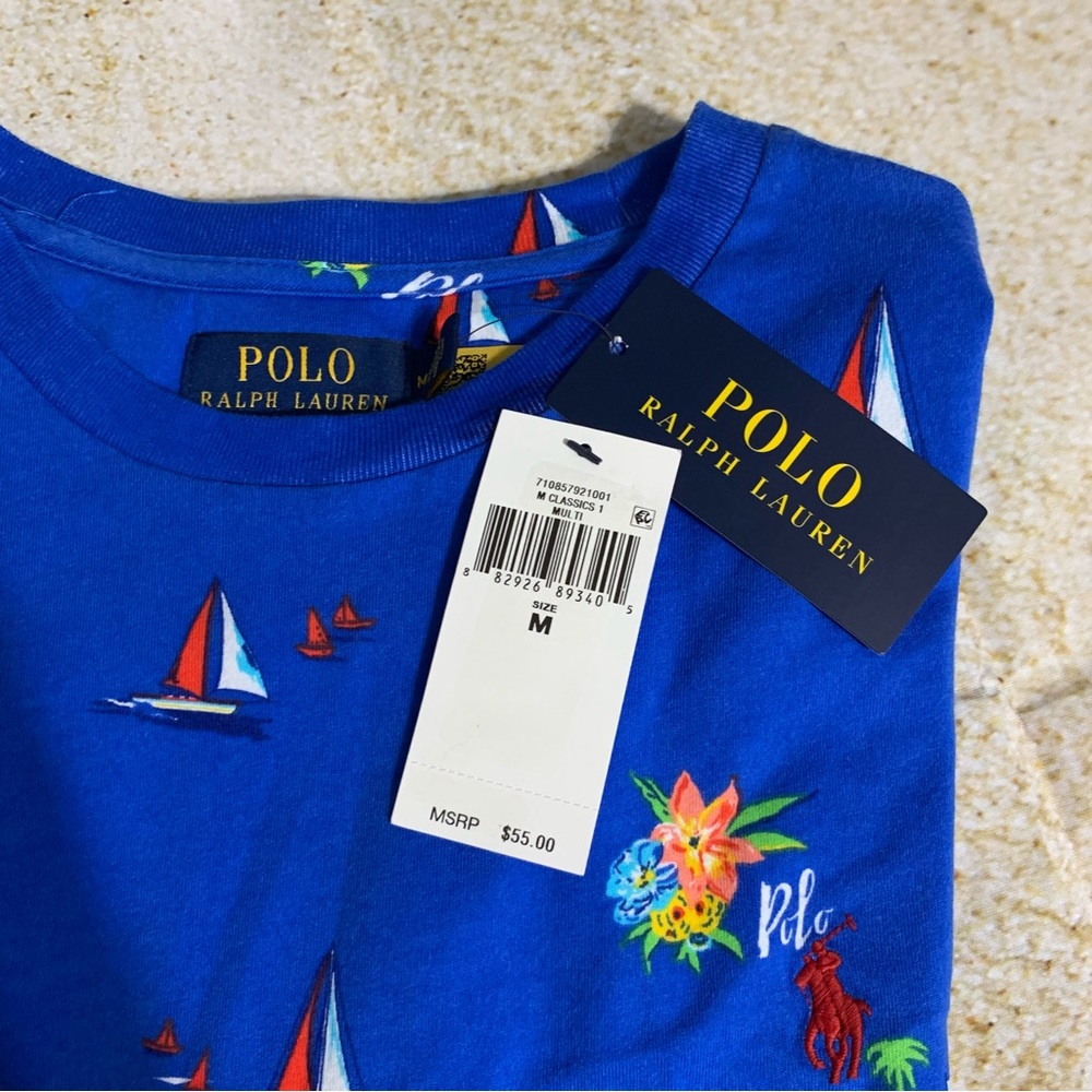 NWT Polo Ralph Lauren Classic-Fit Tropical Print Jersey Short-Sleeve Tee - Picture 5 of 5